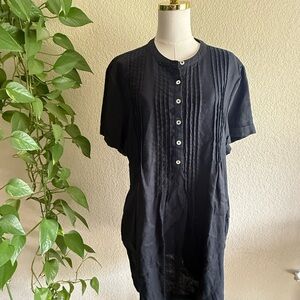 Quince Black Dress Linen X-Large Button Down Casual Dress